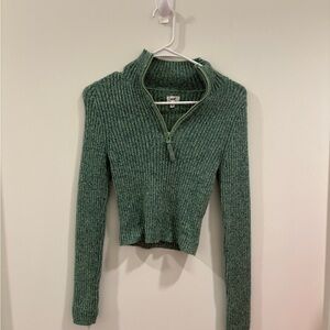 Aerie Green Ribbed Turtleneck Sweater